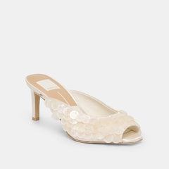 SAMARY CONFETTI HEELS OFF WHITE SATIN