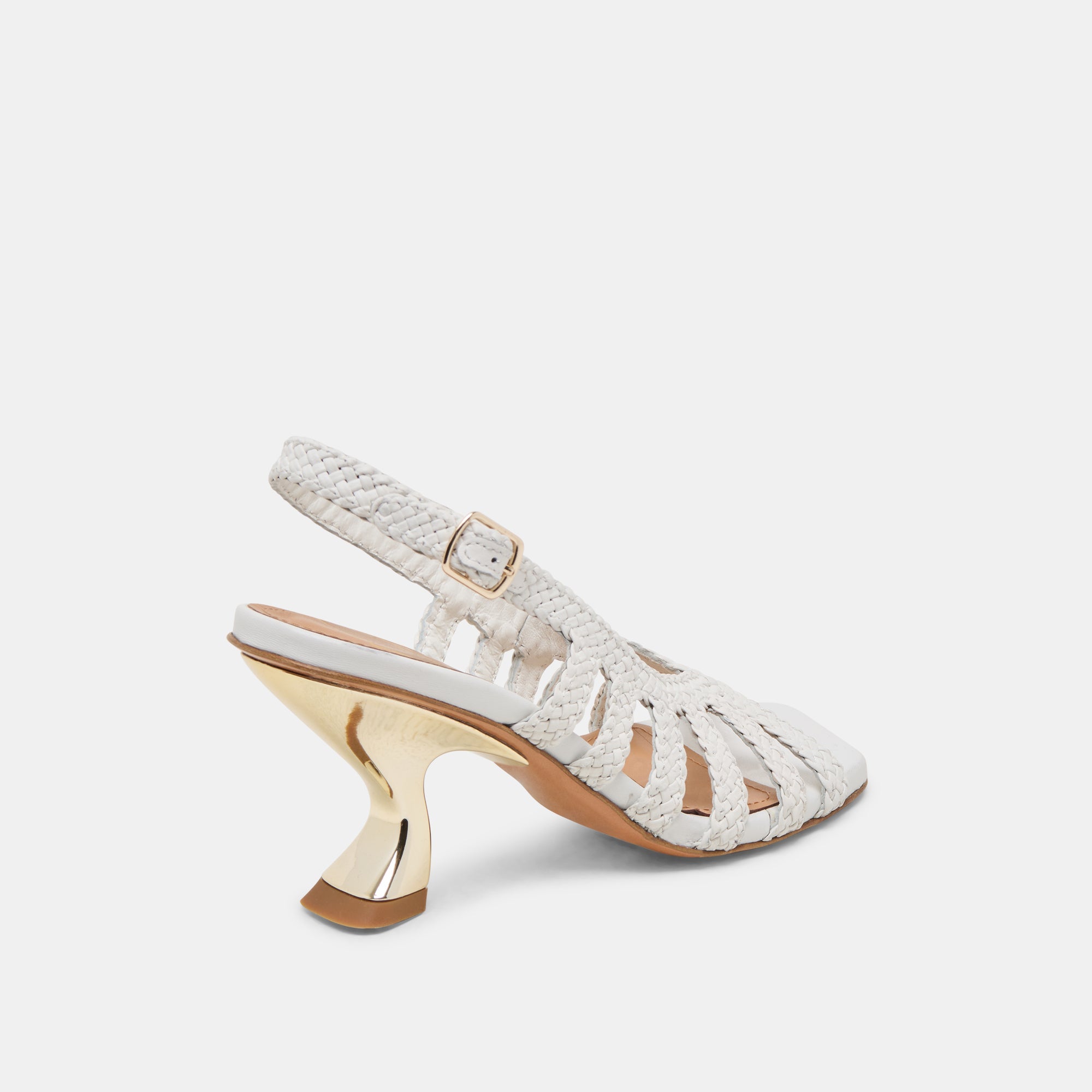 SICILY HEELS WHITE WOVEN LEATHER