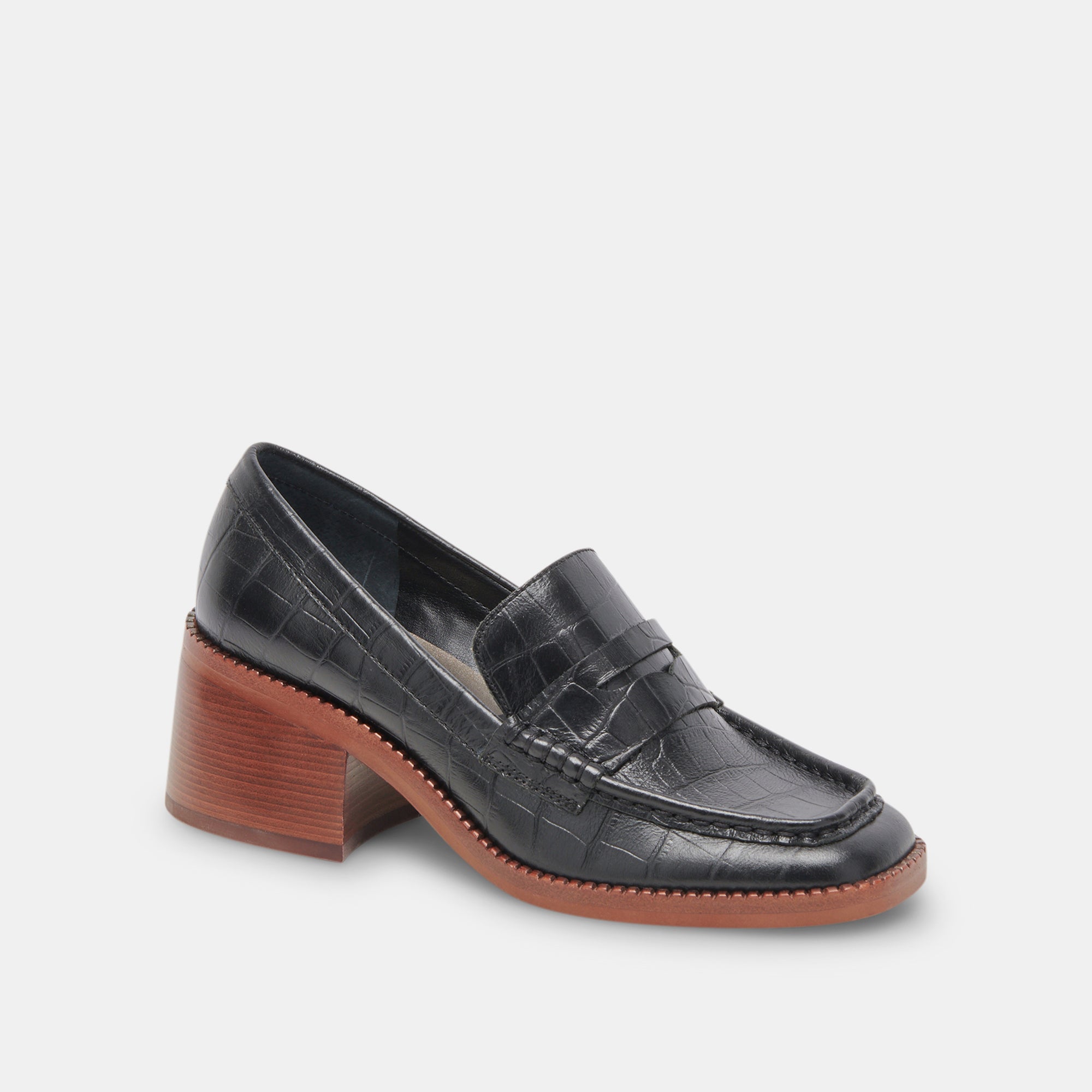 TALIE LOAFERS NOIR EMBOSSED LEATHER - re:vita