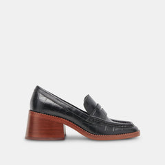 TALIE LOAFERS NOIR EMBOSSED LEATHER - re:vita
