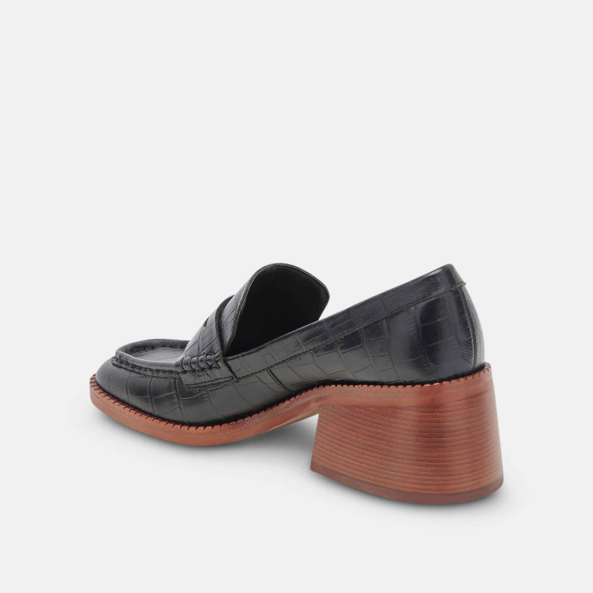 TALIE LOAFERS NOIR EMBOSSED LEATHER - re:vita