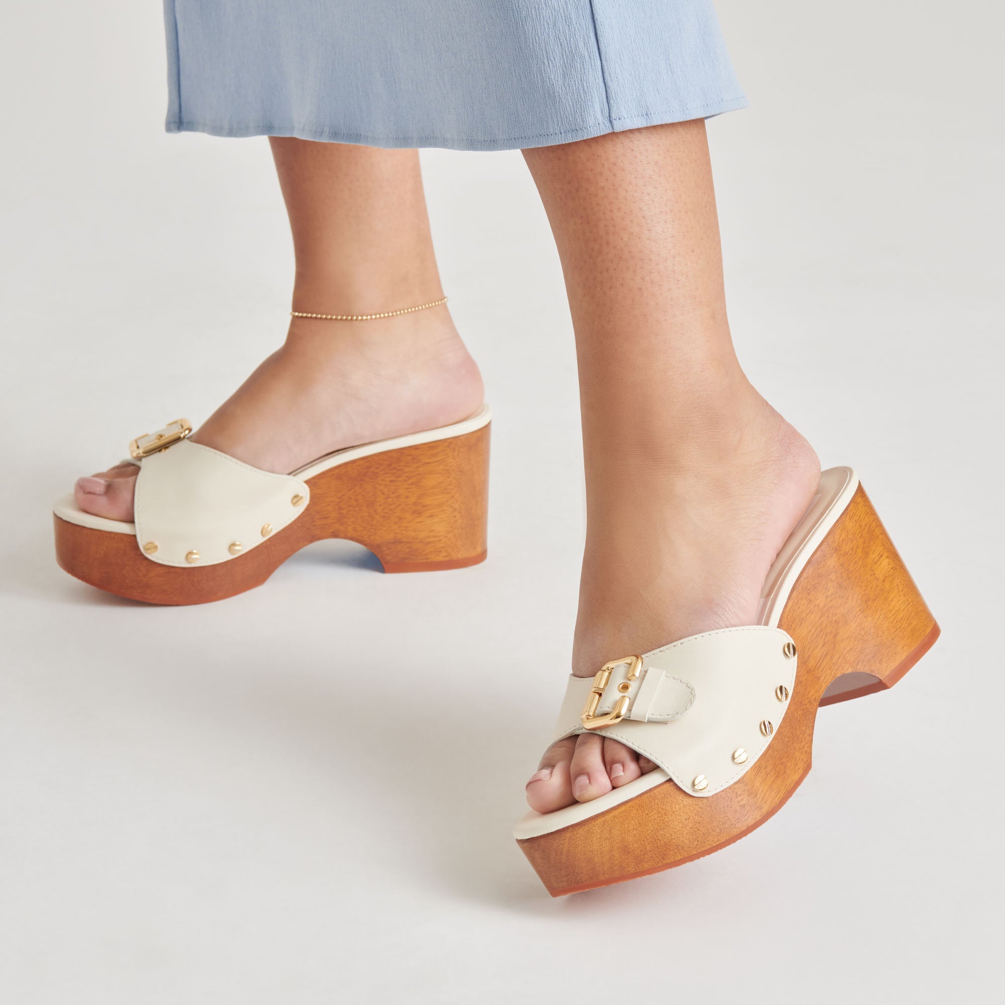 YALAH HEELS OFF WHITE LEATHER