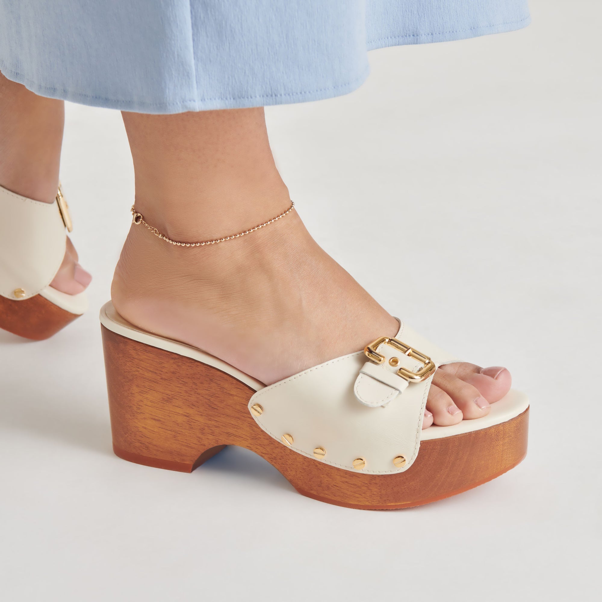 YALAH HEELS OFF WHITE LEATHER