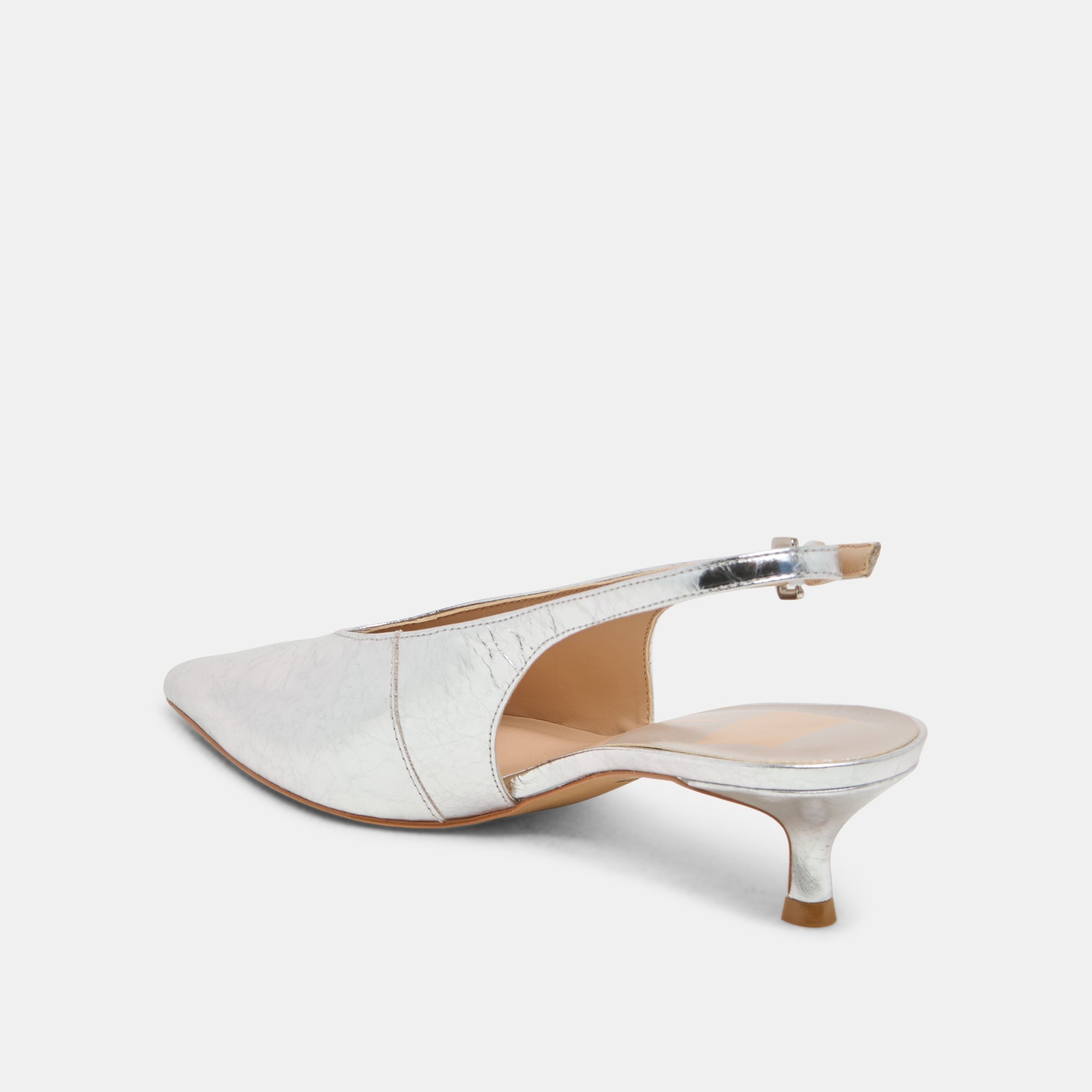 ALENNA HEELS SILVER DISTRESSED LEATHER