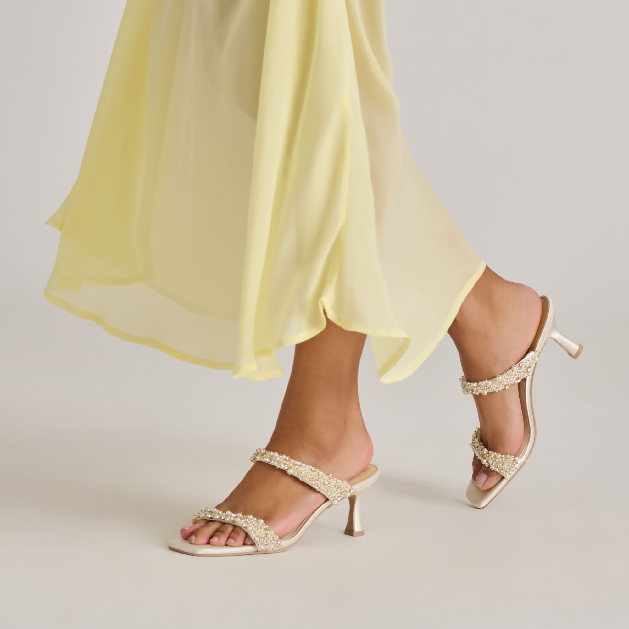 GENORA RHINESTONE HEELS IVORY RHINESTONE