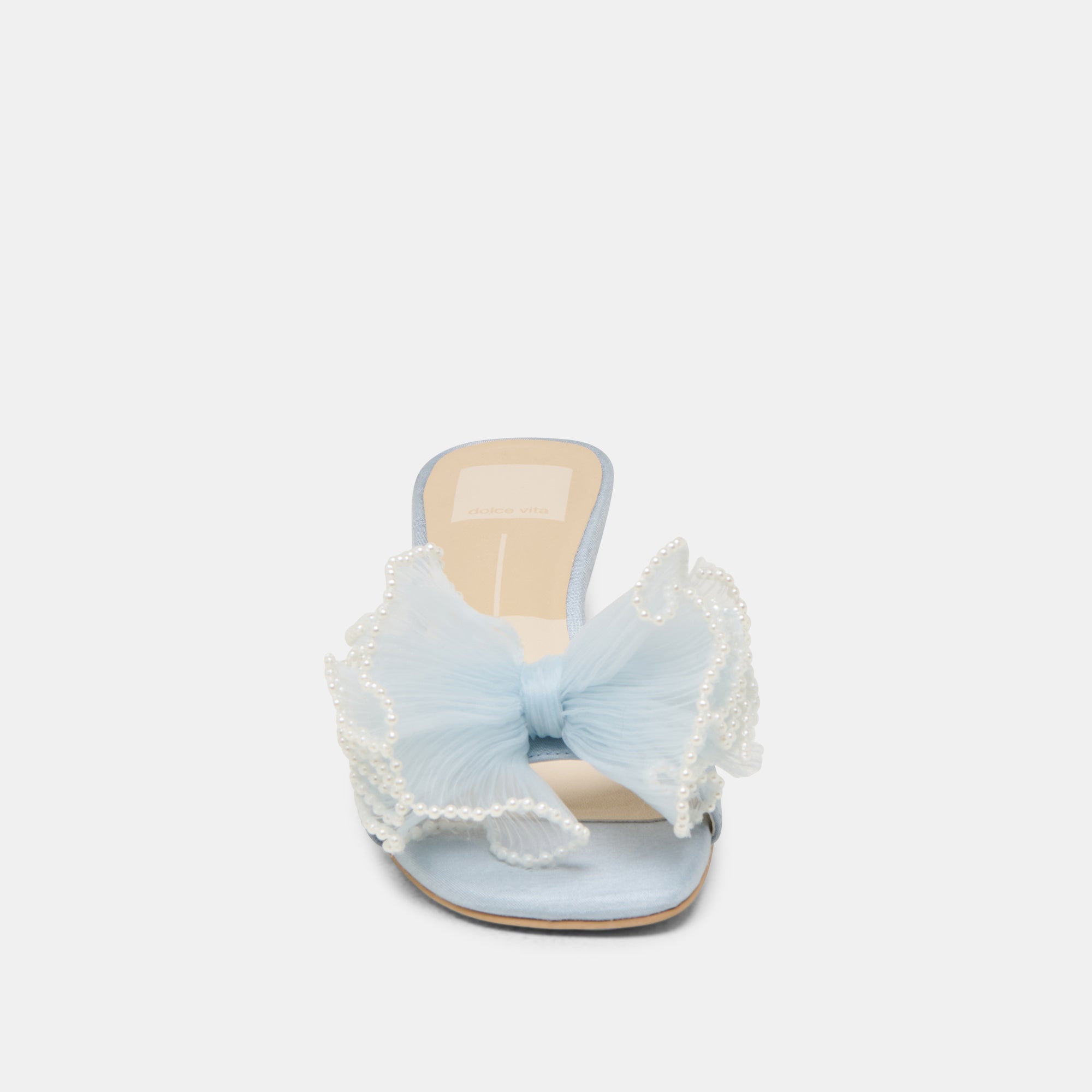 NARITA PEARL HEELS LIGHT BLUE SATIN