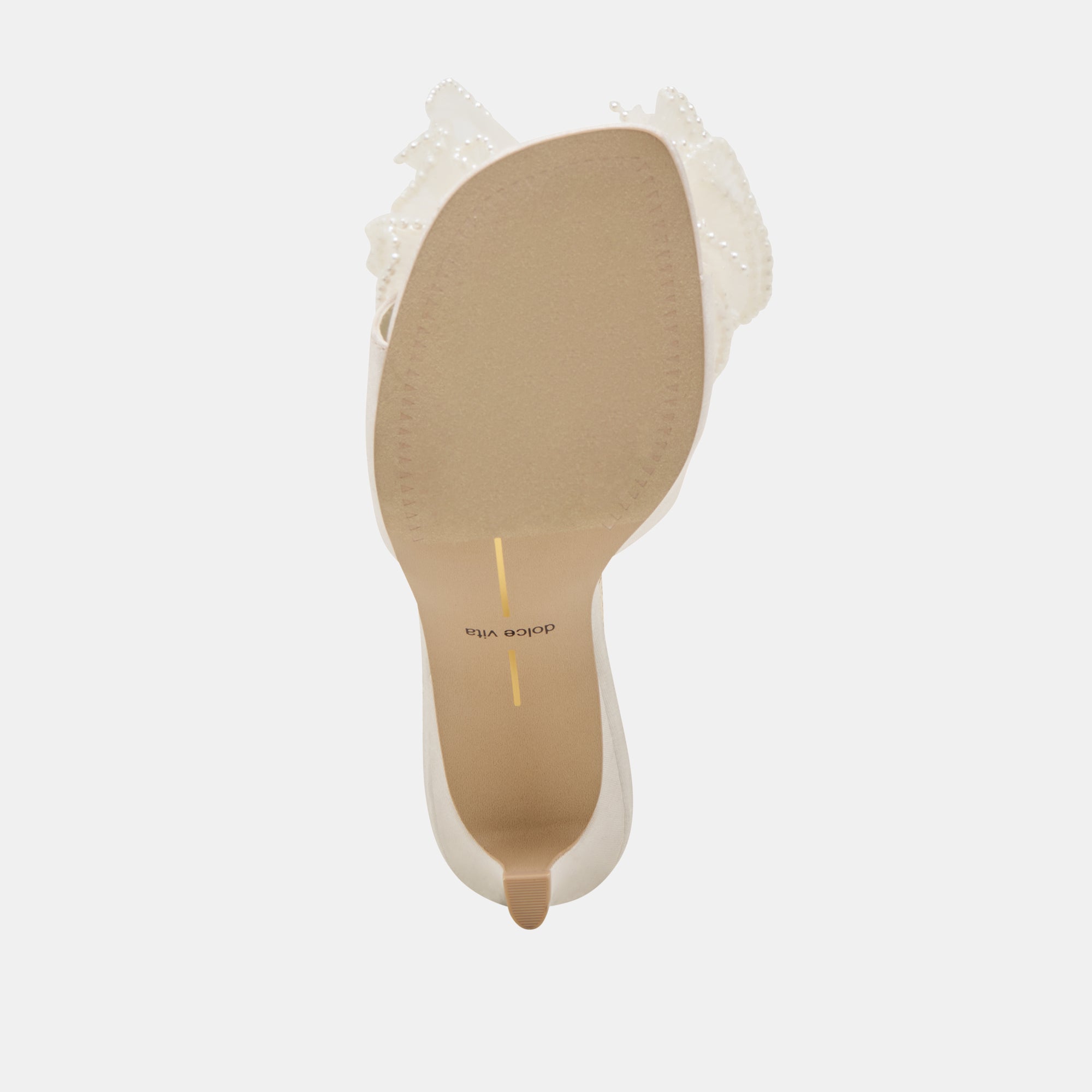 NARITA PEARL HEELS OFF WHITE SATIN