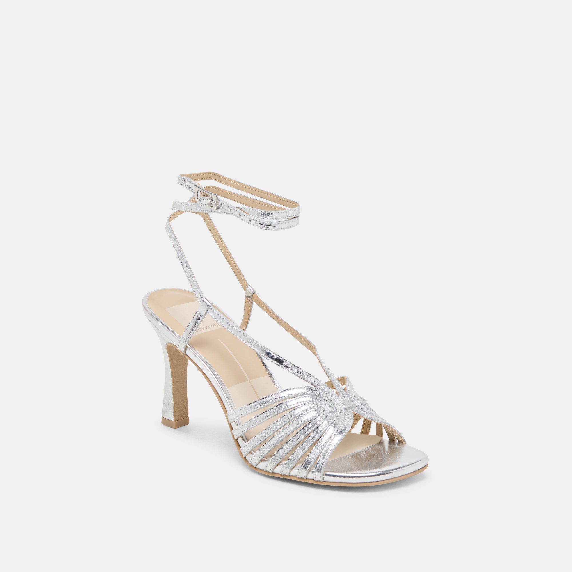 NIVANA HEELS SILVER DISTRESSED LEATHER