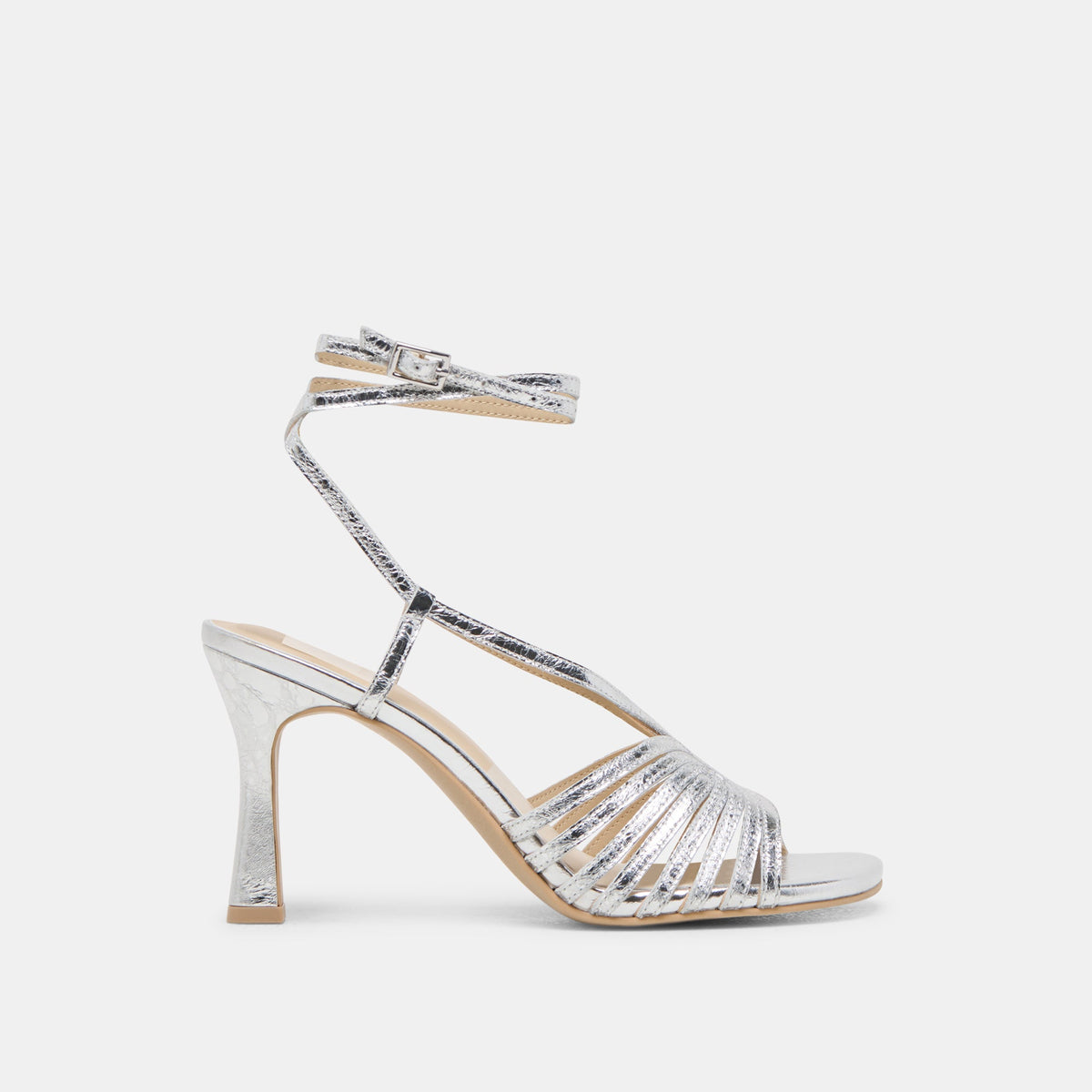 NIVANA HEELS SILVER DISTRESSED LEATHER