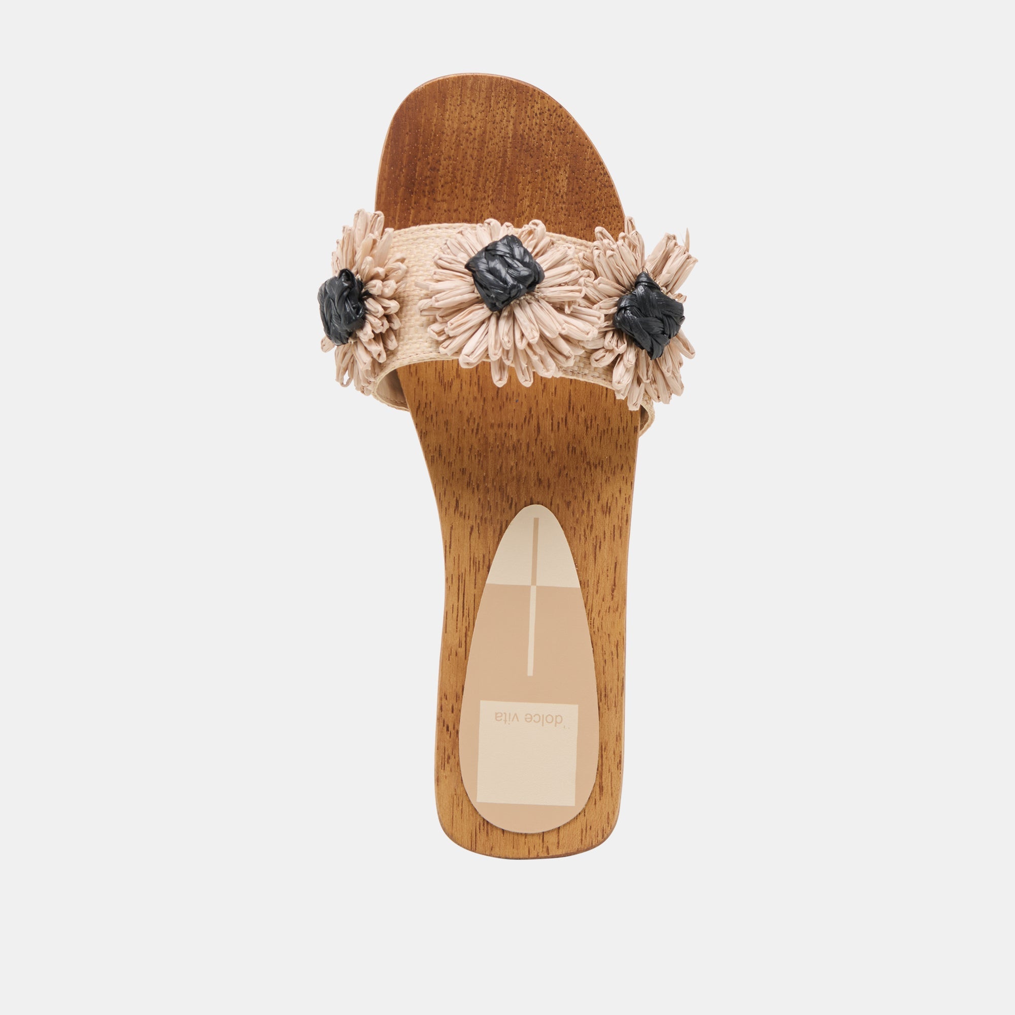 ARIENA SANDALS BLACK NATURAL FLORAL RAFFIA