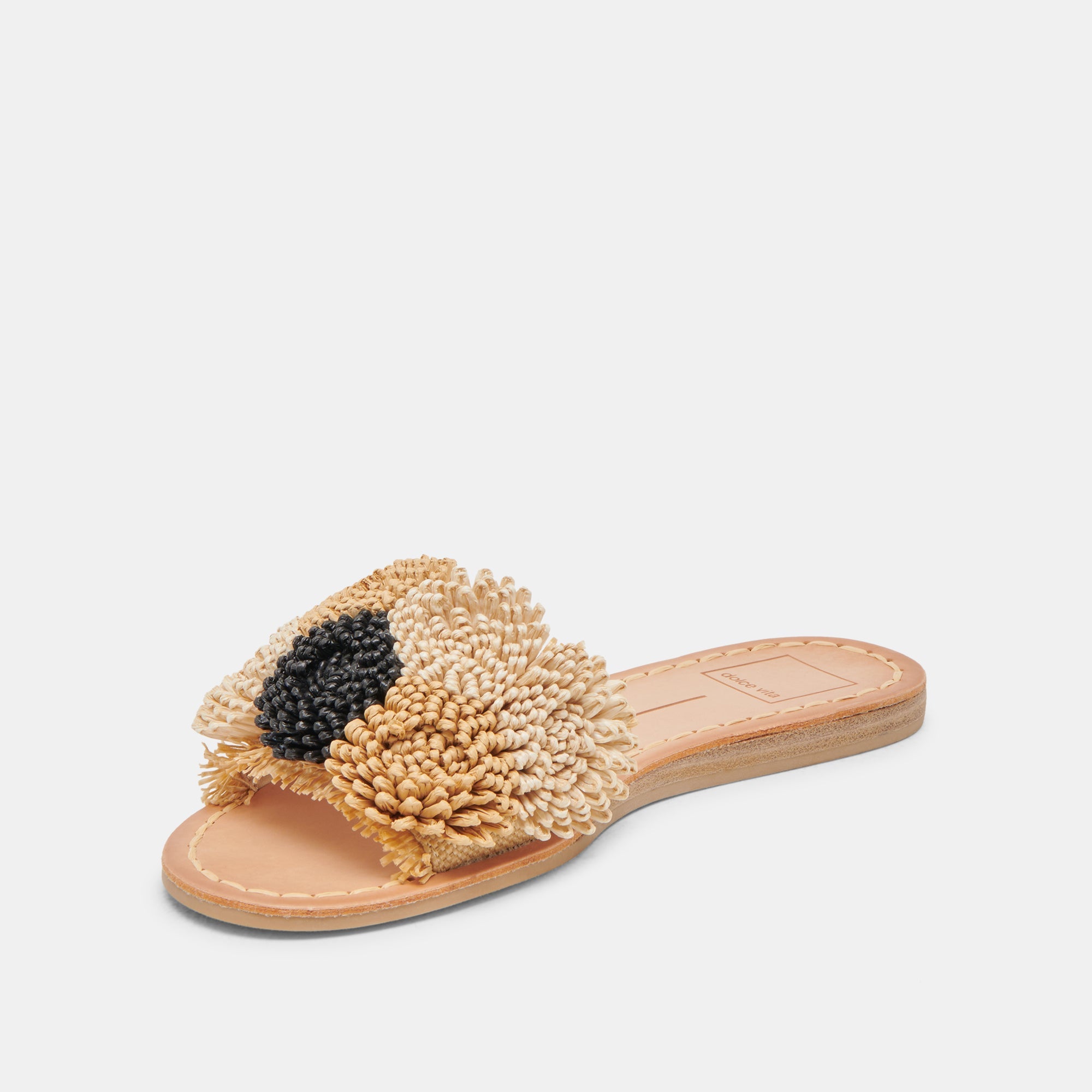 DANELA SANDALS BLACK NATURAL RAFFIA