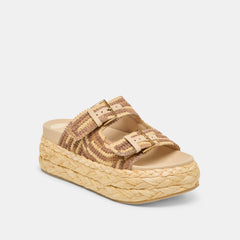 FALYN SANDALS BROWN NATURAL WOVEN RAFFIA