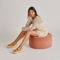 FALYN SANDALS BROWN NATURAL WOVEN RAFFIA