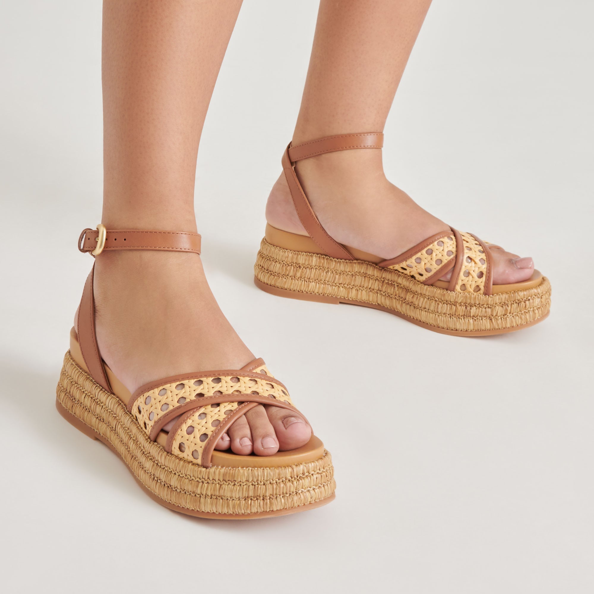 WRILEY SANDALS SADDLE WOVEN RAFFIA