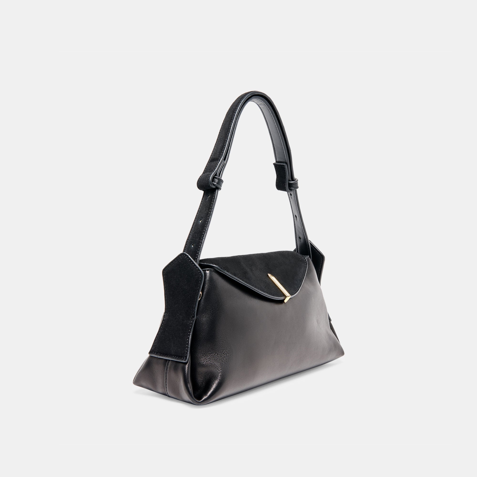 DEVYN SHOULDER BAG BLACK LEATHER