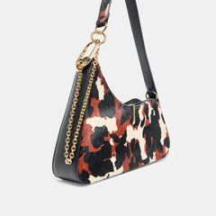 PRYA SHOULDER BAG BROWN PRINTED CALF HAIR