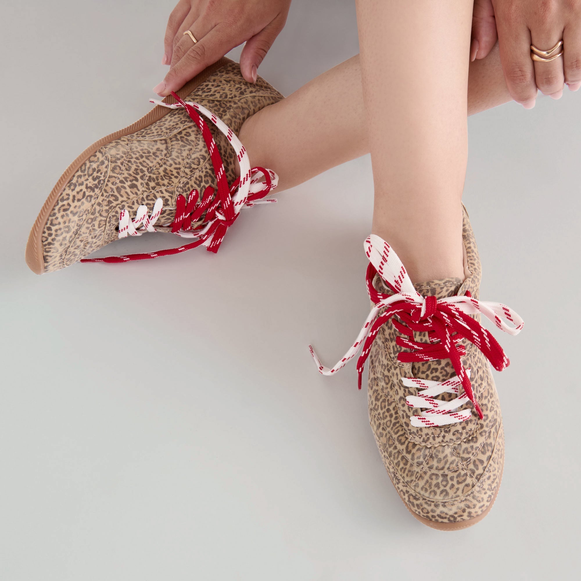 LAINI SNEAKERS TAN LEOPARD PRINTED SUEDE