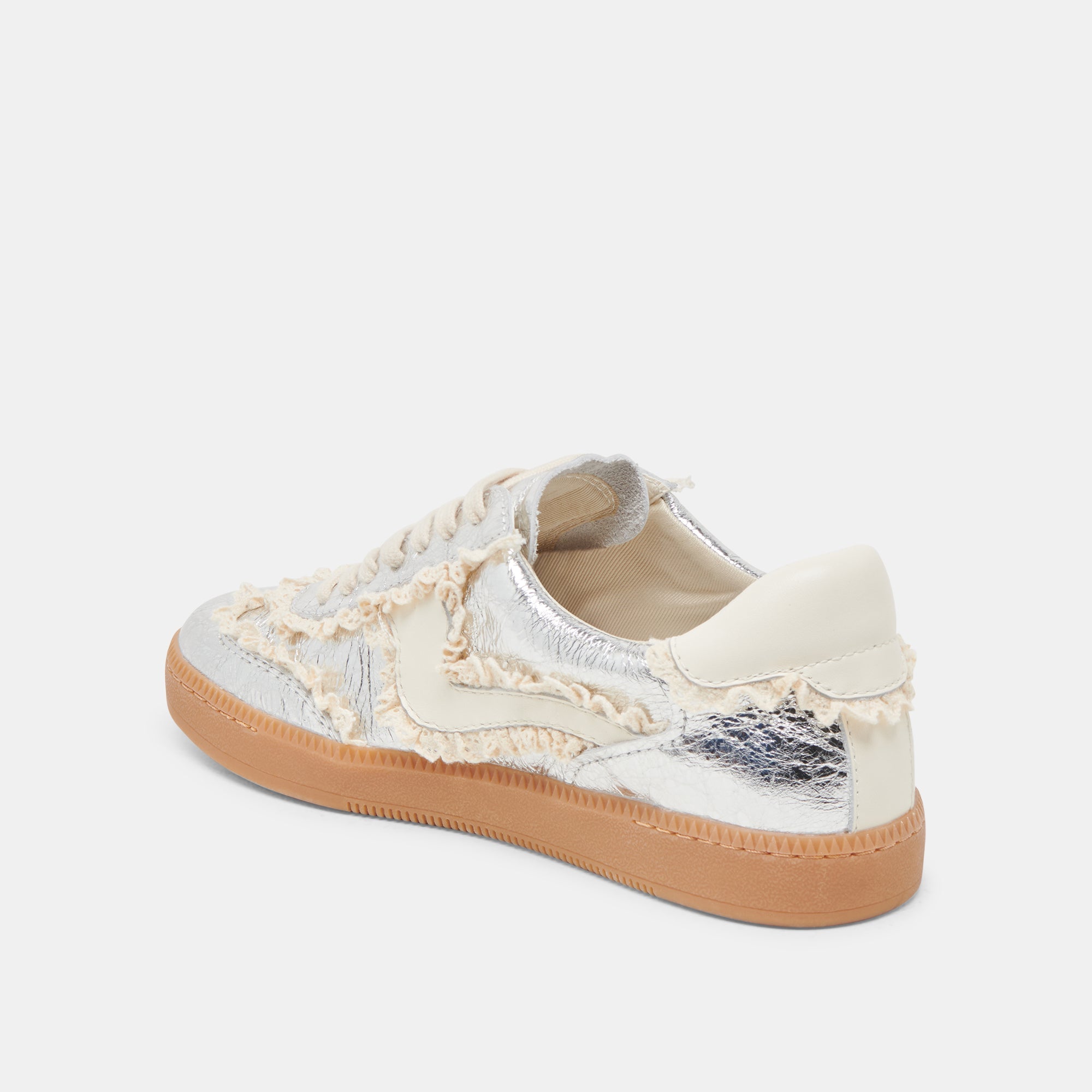 NOTICE LACE SNEAKERS SILVER DISTRESSED LEATHER - re:vita