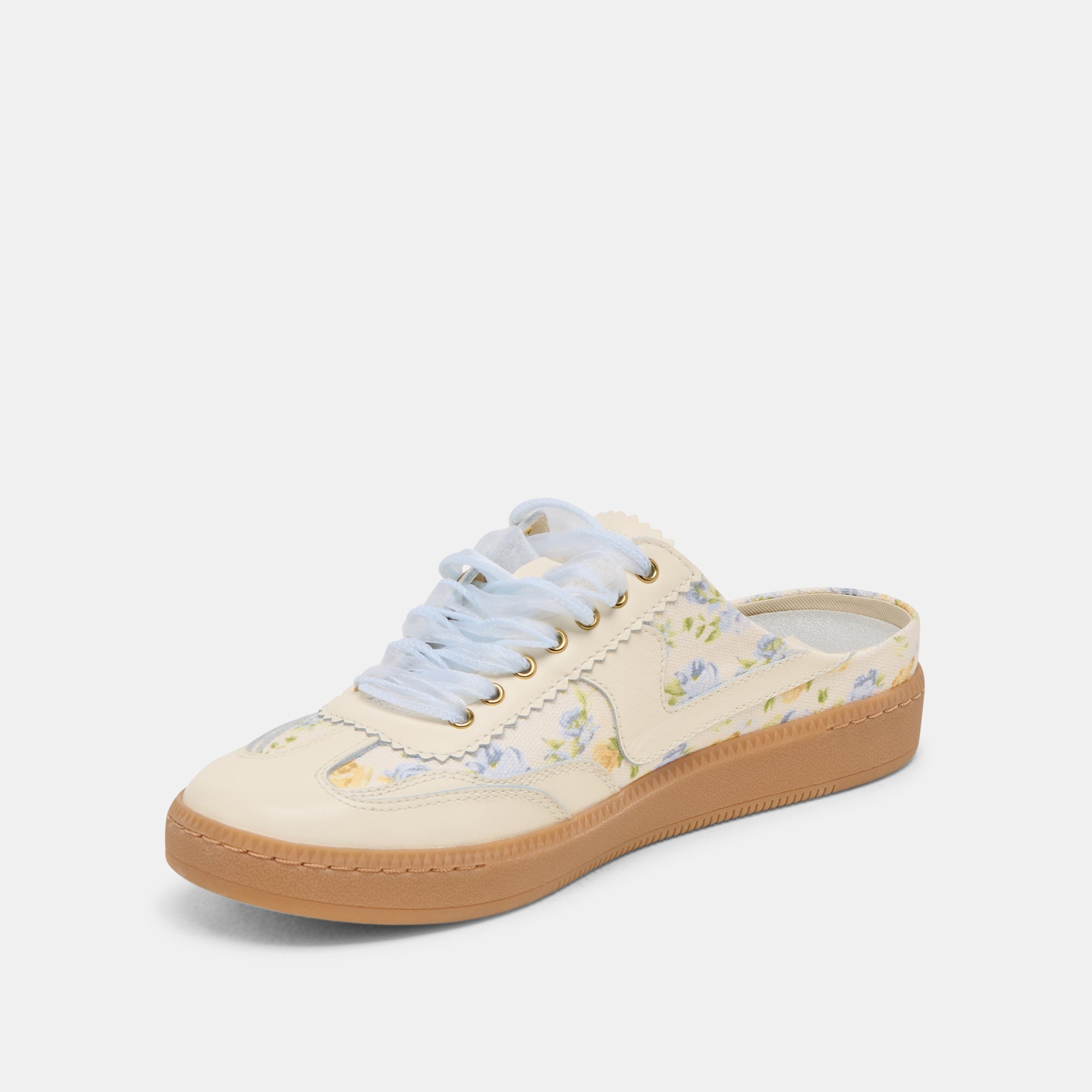 NOTICE SLIDE SNEAKERS BLUE FLORAL LEATHER