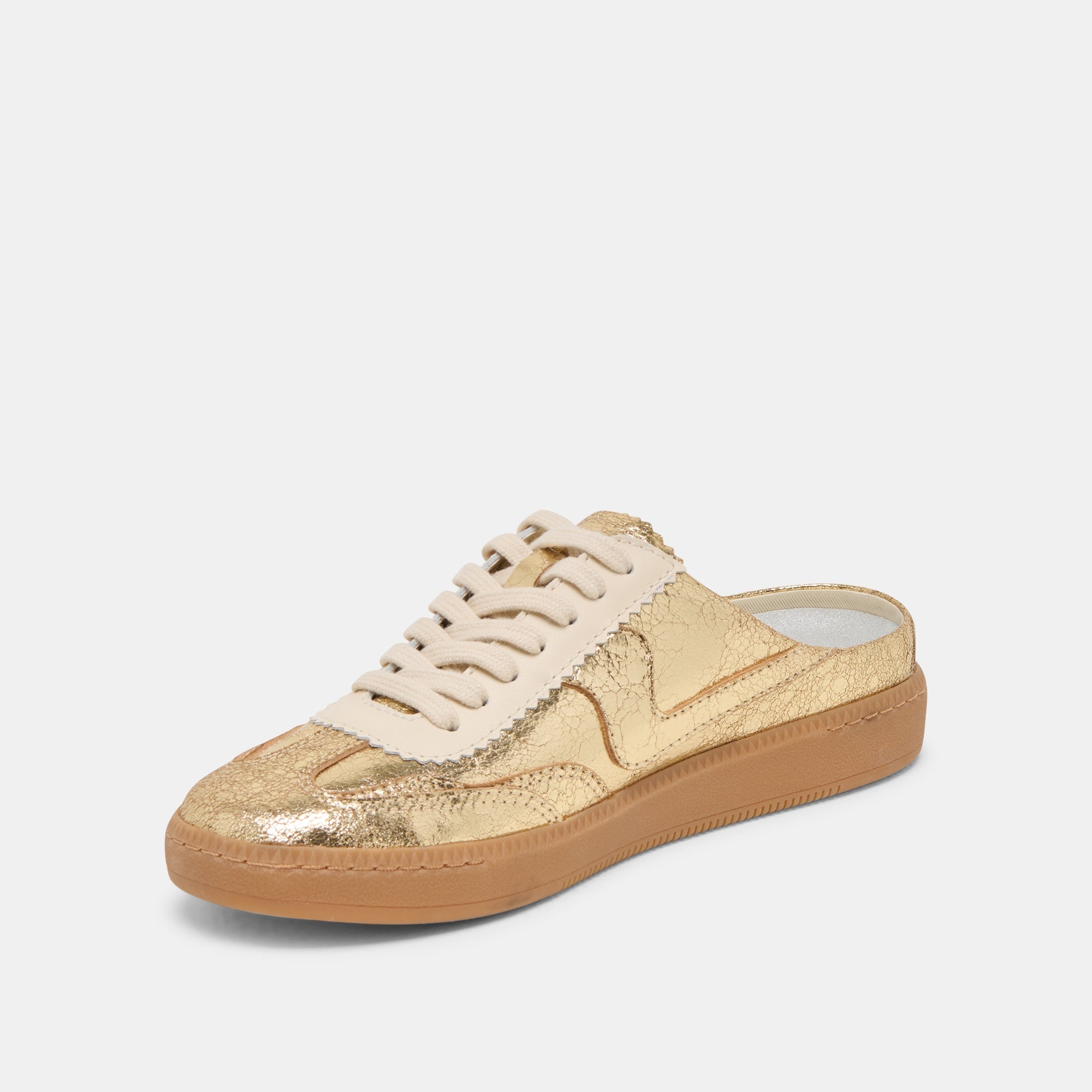 NOTICE SLIDE SNEAKERS GOLD DISTRESSED LEATHER