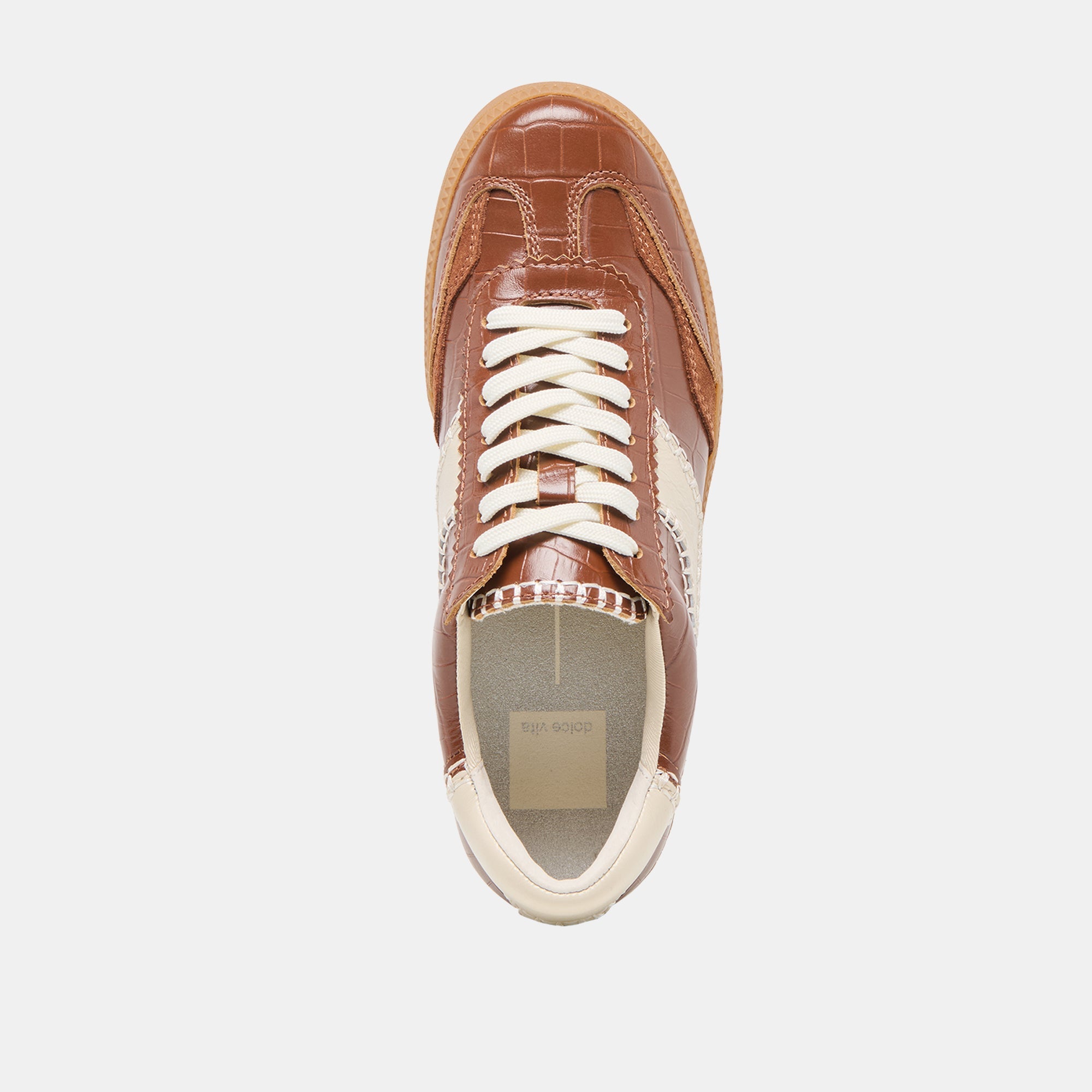 NOTICE STITCH  SNEAKERS COGNAC CROCO EMBOSSED LEATHER
