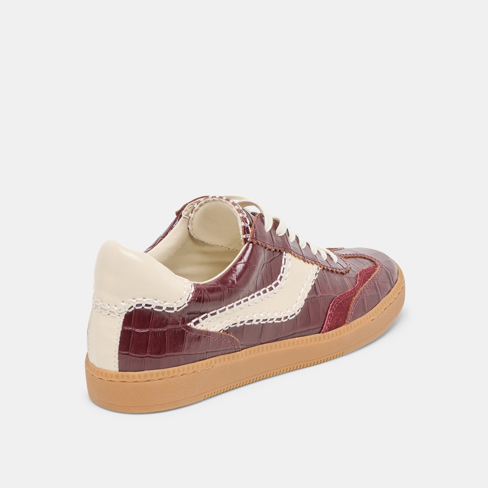 NOTICE STITCH SNEAKERS OXBLOOD CROCO EMBOSSED LEATHER