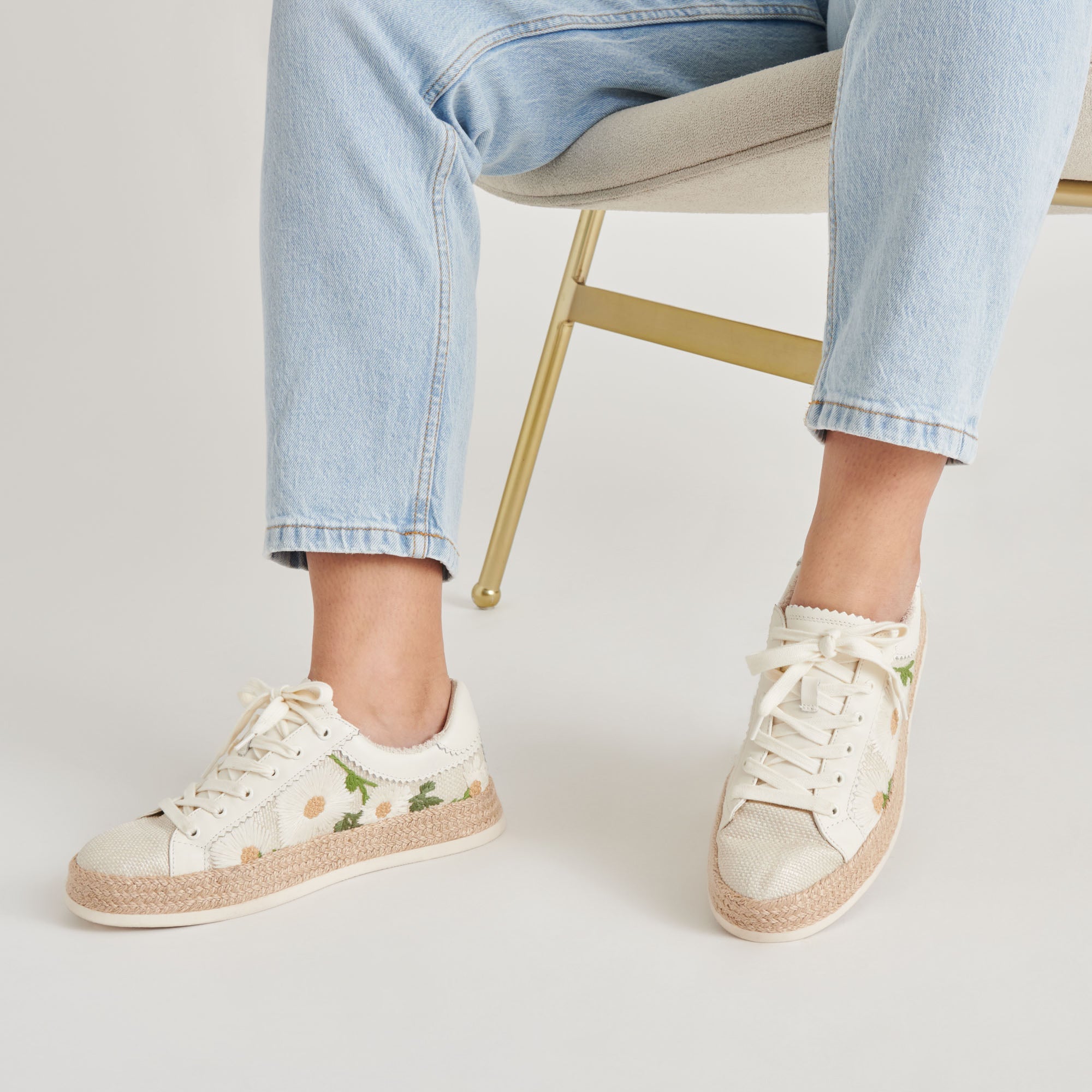 AZALIA SNEAKERS WHITE FLORAL RAFFIA
