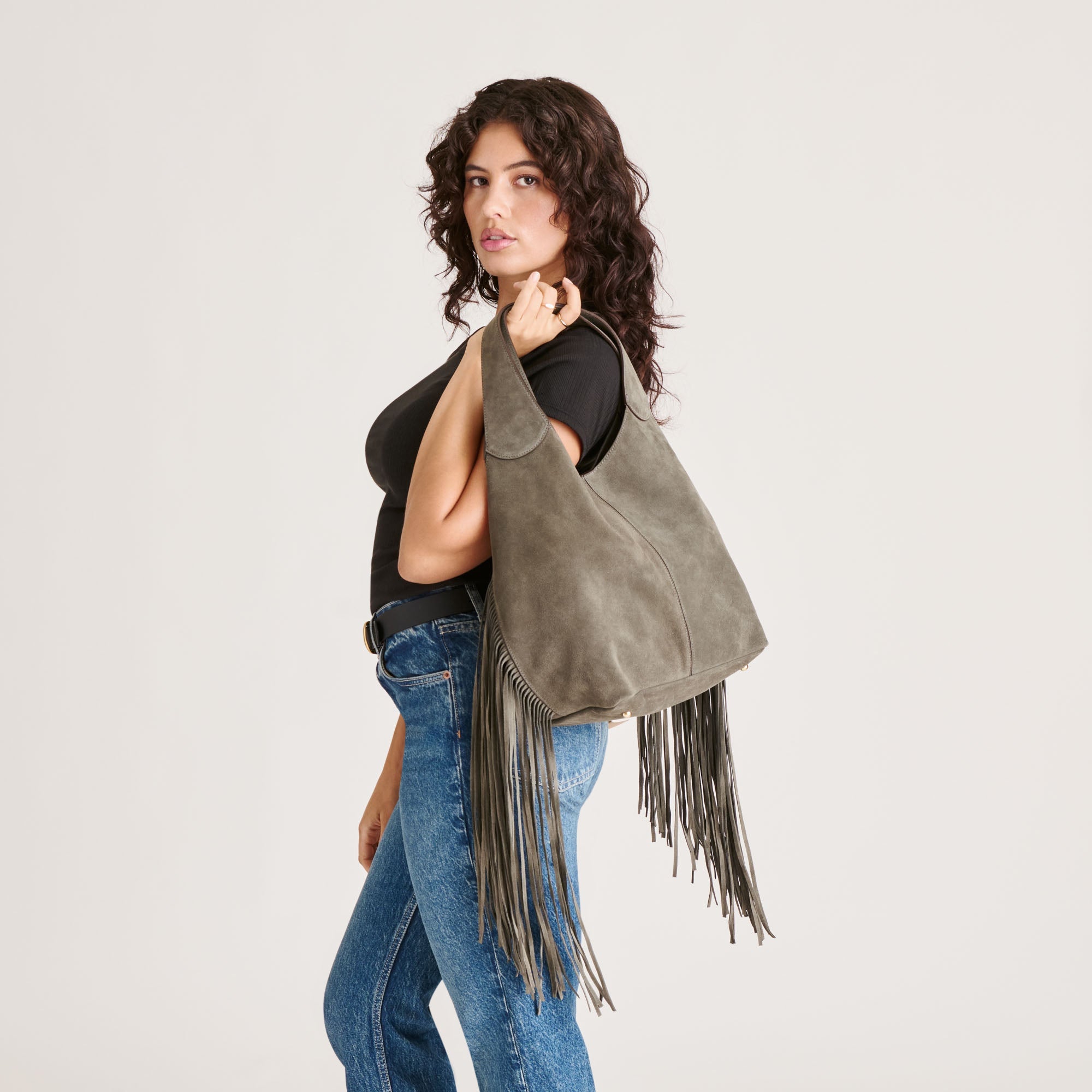 NAKOMA SHOULDER BAG OLIVE SUEDE