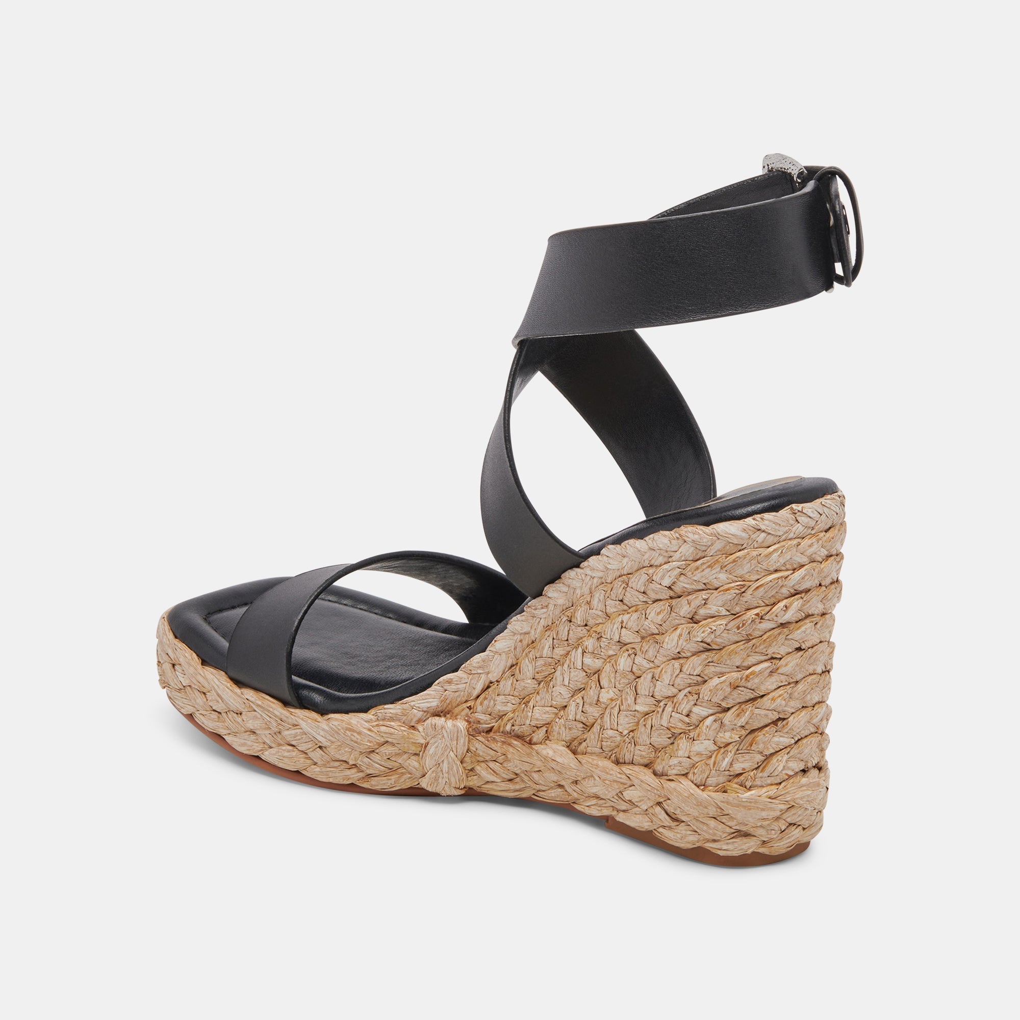 ALDONA WEDGES BLACK LEATHER - re:vita