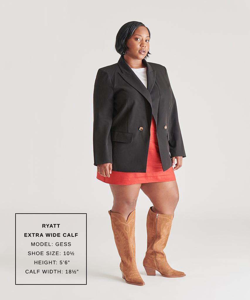 RYATT EXTRA WIDE CALF BOOTS PECAN SUEDE