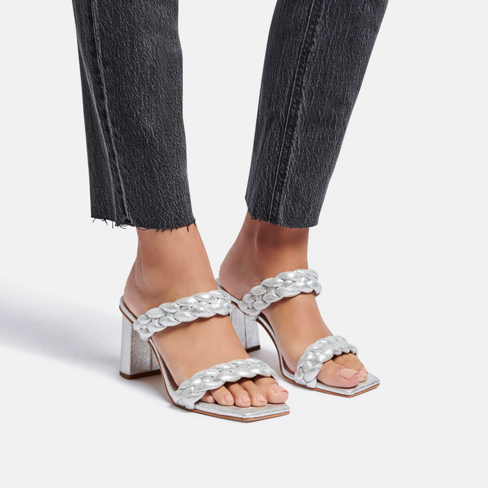 PAILY HEELS SILVER METALLIC STELLA SUEDE - re:vita