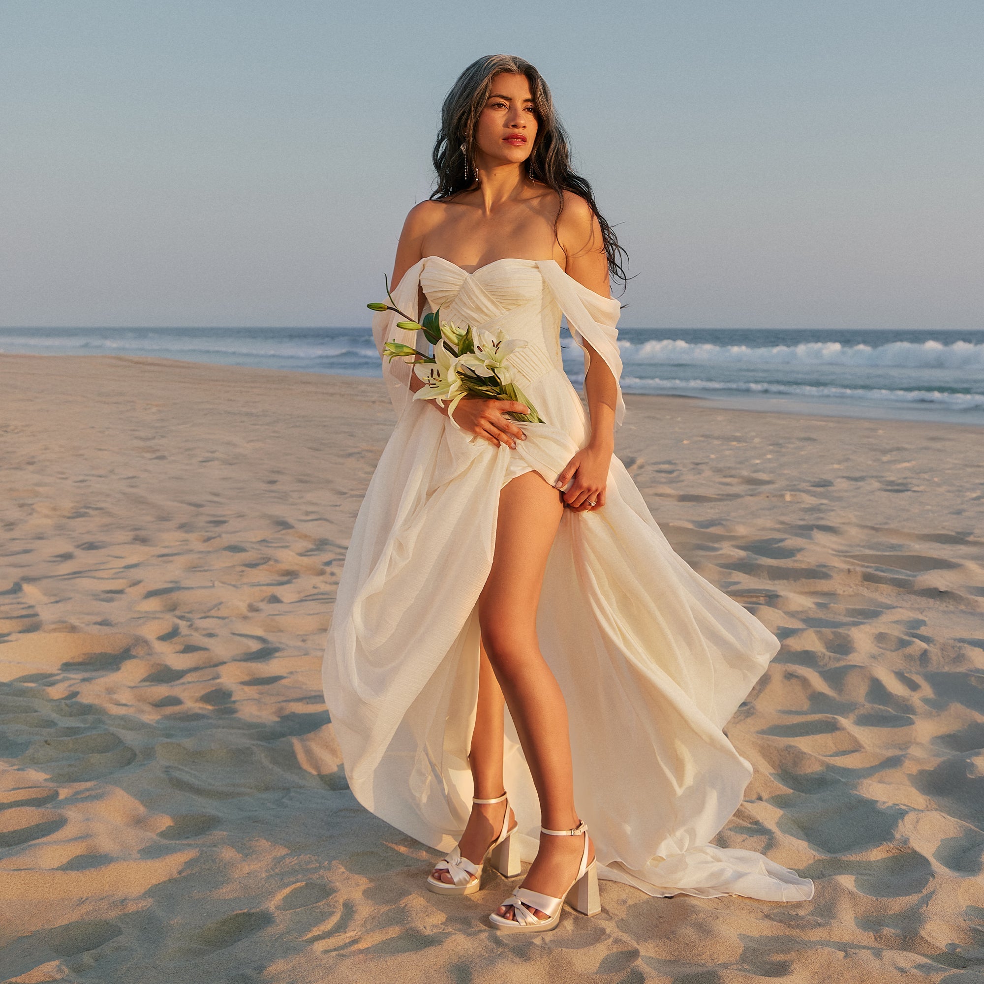 PARLO HEELS IVORY SATIN